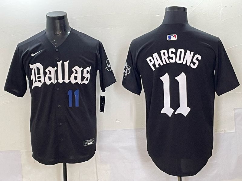 Men 2025 Nike Dallas Cowboys 11 Parsons Black 5th generation Joint Name Limited NFL Jersey 09